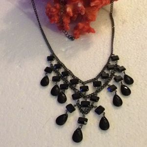 Black beads statement necklace